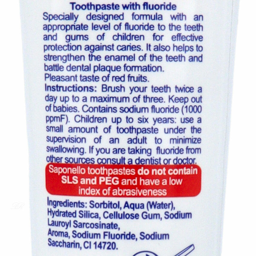 Paglieri SapoNello Toothpaste Frutti Rossi 75 ml for children from 3 years