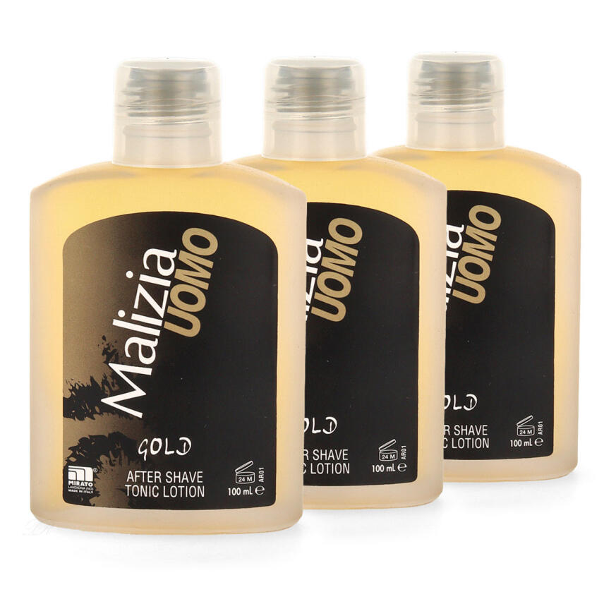 MALIZIA UOMO GOLD After Shave Tonic Lotion 3x 100 ml