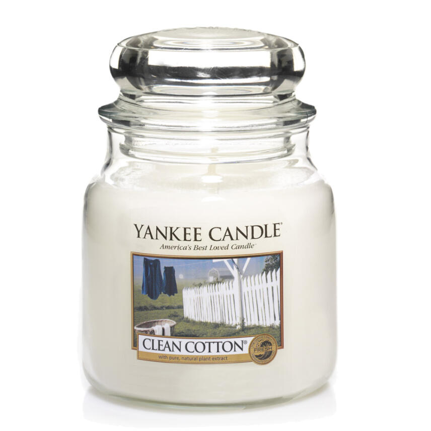 Yankee Candle Clean Cotton Duftkerze Mittleres Glas 411 g