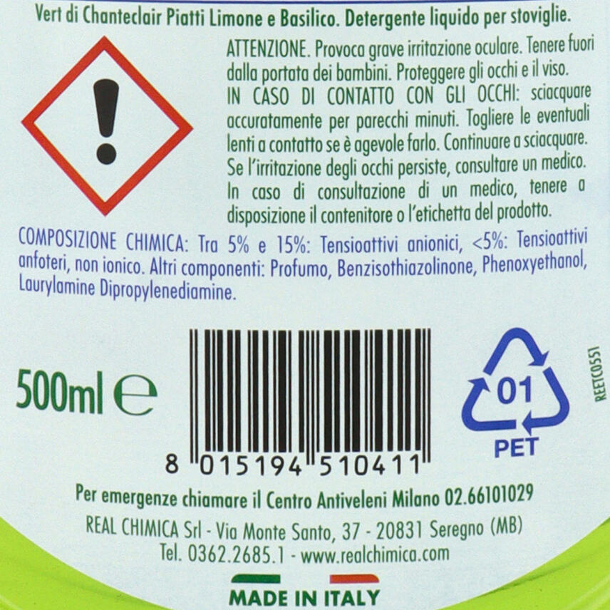 Chante Clair Sp&uuml;lmittel Sp&uuml;lreiniger VERT Zitrone und Basilikum 500 ml