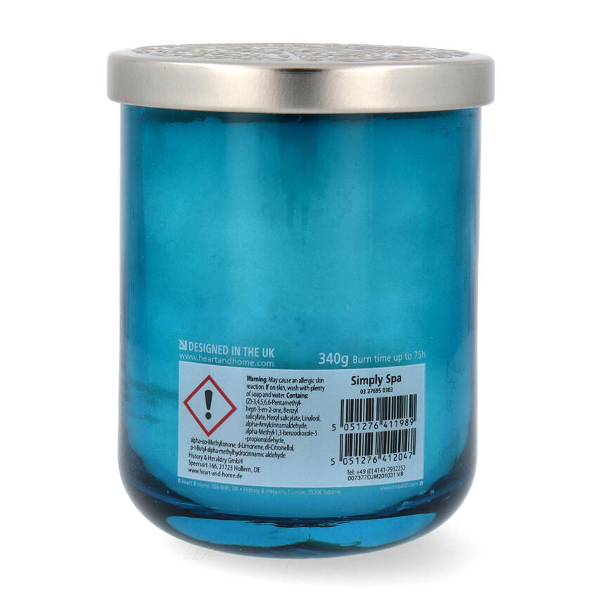 Heart &amp; Home Duftkerze Simply Spa Gro&szlig;es Glas 340 g