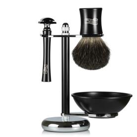 Solomons Beard Dull Set Safety Razor + Shaving Brush + Bowl + Stand 