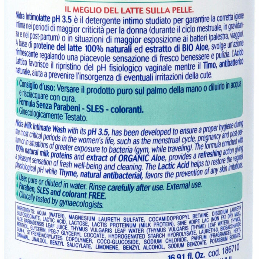 Nidra erfrischende antibakterielle Intimseife Milchproteinen &amp; Aloe pH3.5 - 500 ml