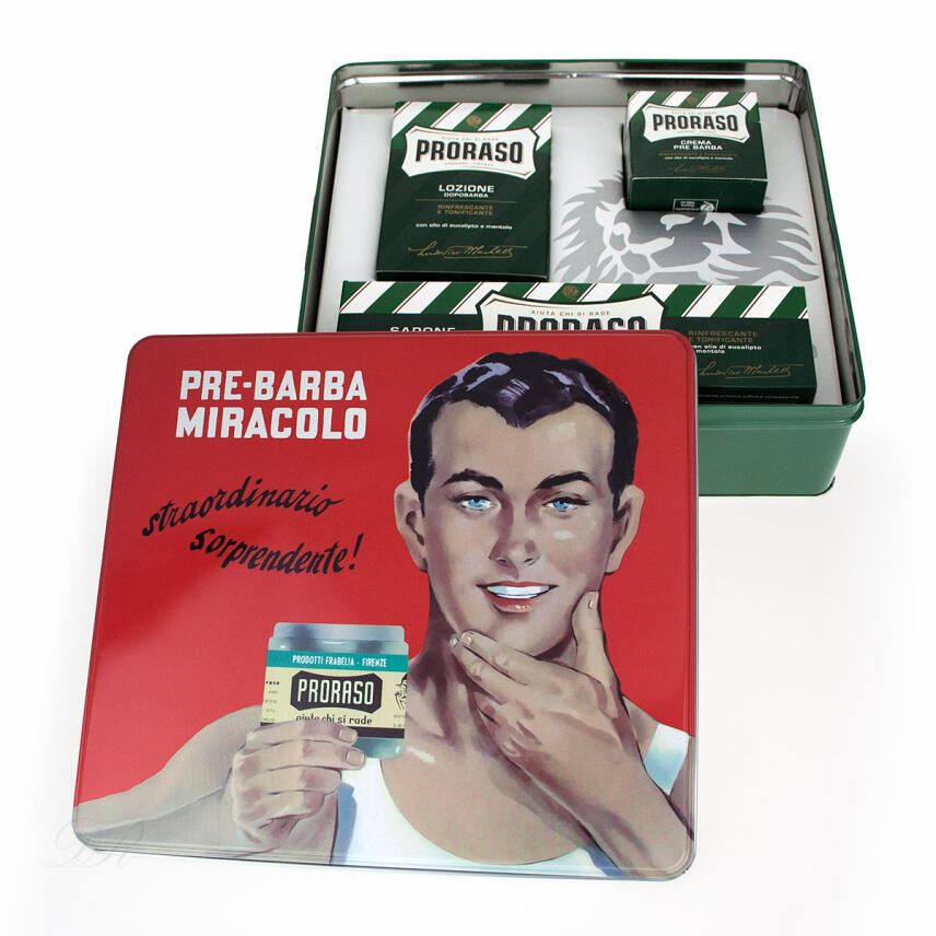 PRORASO Vintage Green Box pre-Barba Miracolo Komplettset f&uuml;r die perfekte Rasur