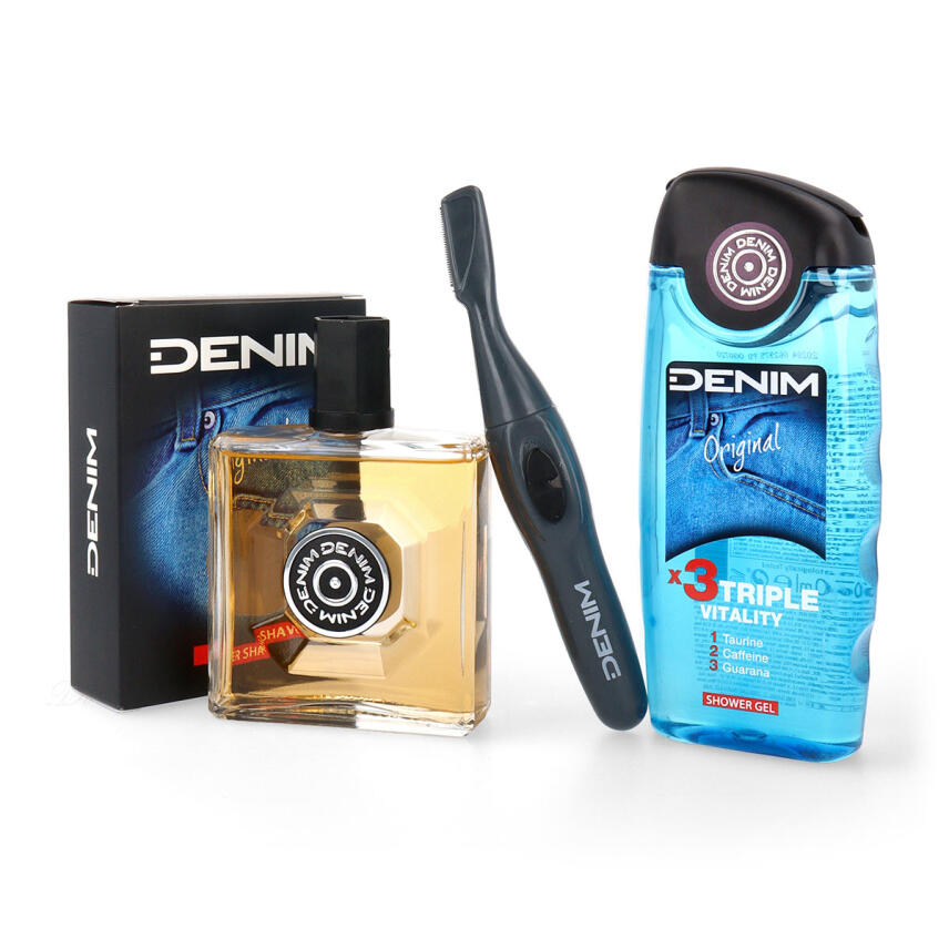 DENIM Original Geschenk Set Aftershave + Duschgel + Trimmer