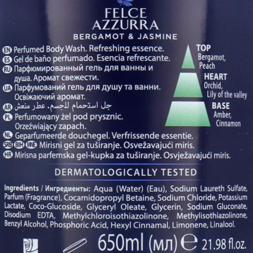 PAGLIERI Felce Azzurra FRESCO Badedusche Bergamotte &amp; Jasmin 650 ml