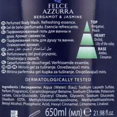 PAGLIERI Felce Azzurra FRESCO Badedusche Bergamotte &amp; Jasmin 650 ml
