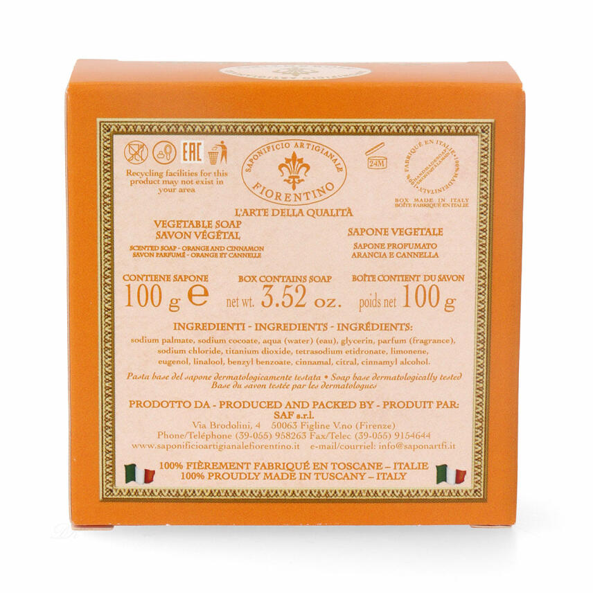 Saponificio Artigianale Fiorentino Orange und Zimt Seife 100 g