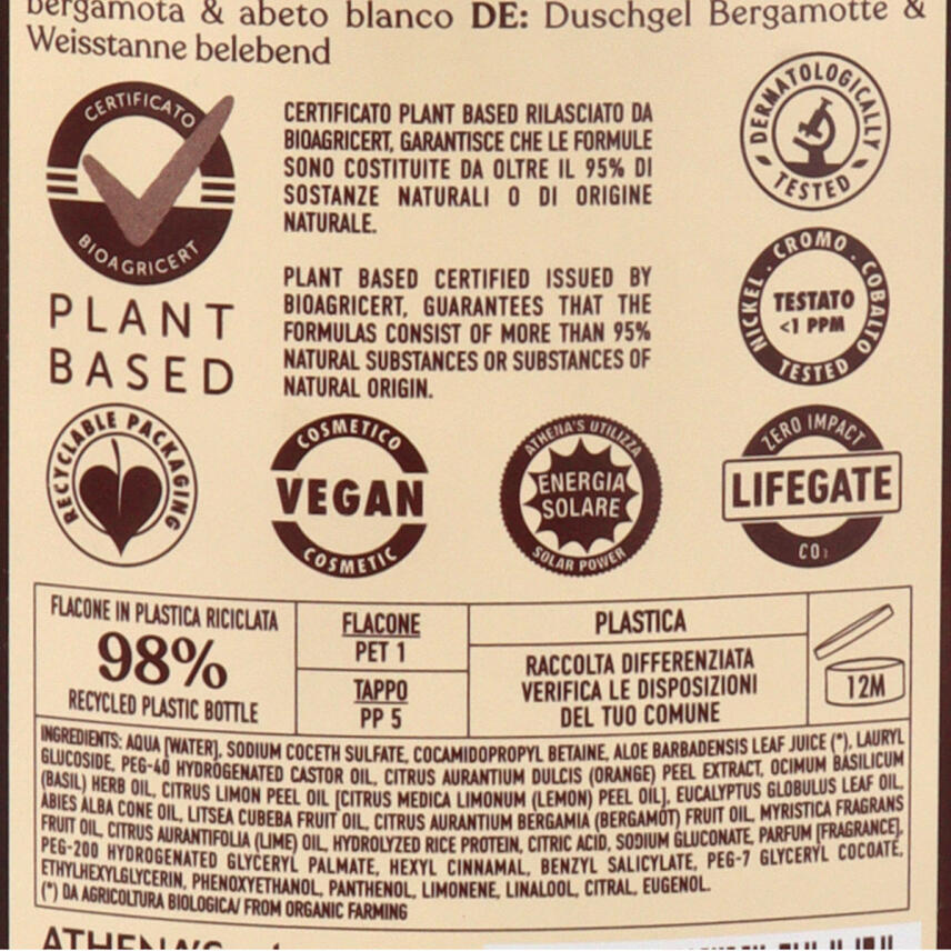 LErboristica di Athenas Duschgel Bergamotte &amp; Wei&szlig;e Tanne 400 ml
