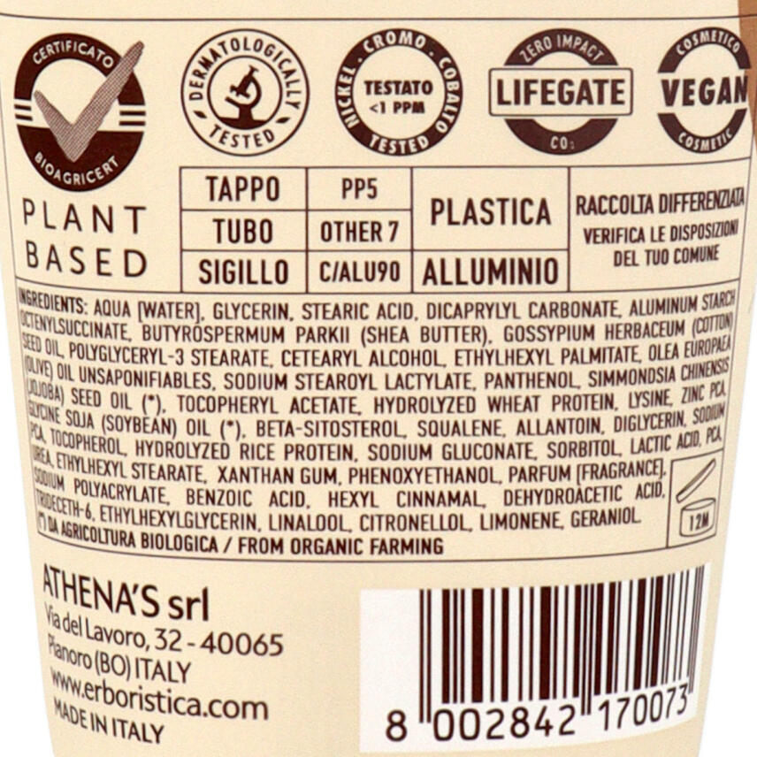 LErboristica di Athenas Hand- &amp; Nagelcreme mit Baumwoll&ouml;l &amp; Reisproteinen 75 ml