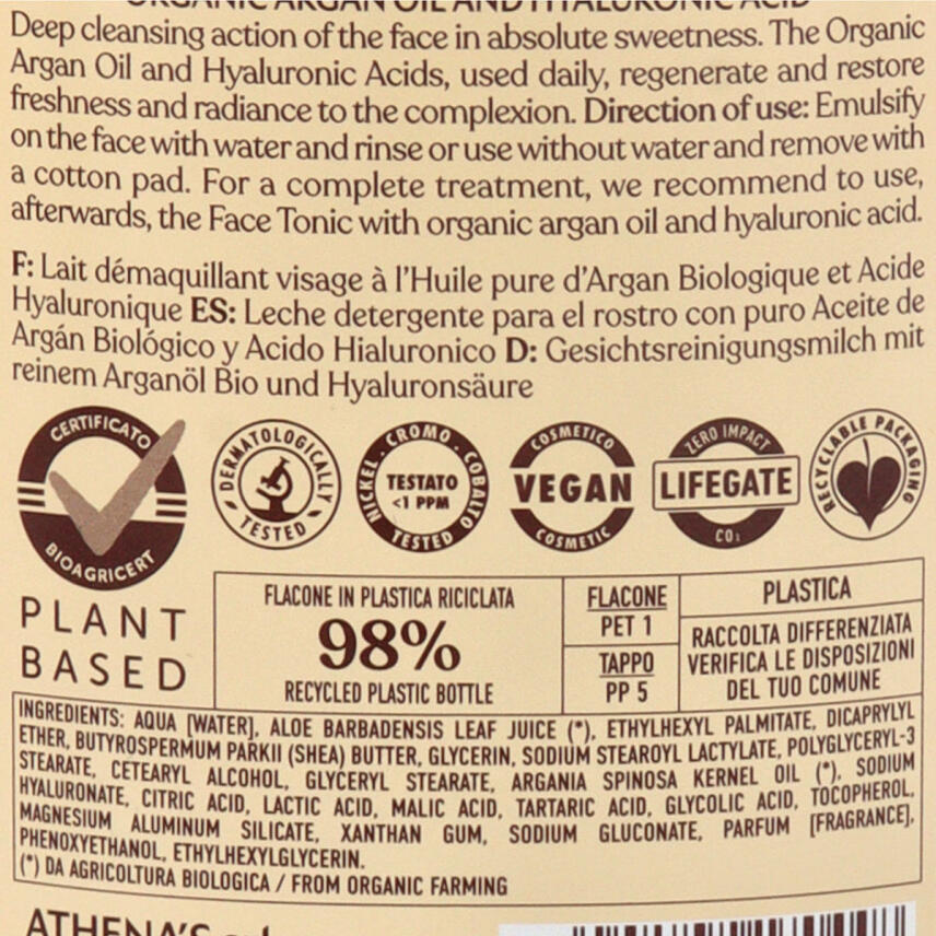LErboristica di Athenas Gesichtsreinigungsmilch mit Argan&ouml;l 300 ml
