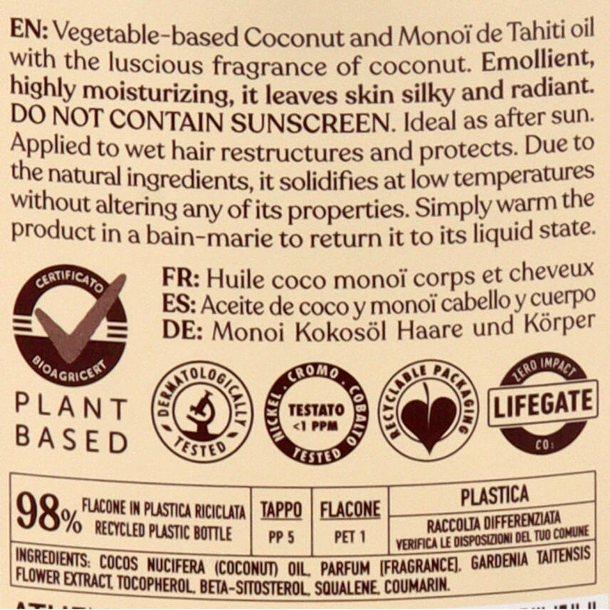 LErboristica di Athenas Olio di Cocco &amp; Mono&iuml; Haar- &amp; K&ouml;rper&ouml;l 200 ml