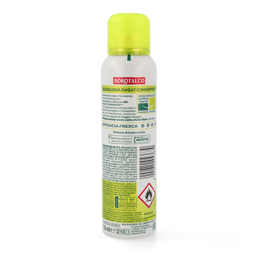 Borotalco Active Deo Cedro &amp; Lime Efficacia Freschezza 150 ml ohne Alkohol