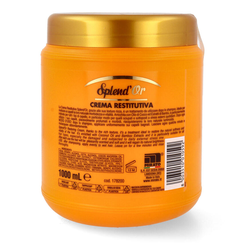 SplendOr Crema Ristrutturante Haarmaske mit Kokos&ouml;l &amp; Bambus 1000 ml