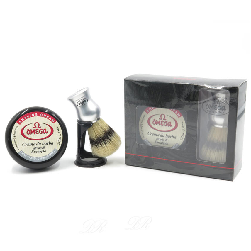 Omega Rasierset 81229 Rasierpinsel Borste + Rasiercreme
