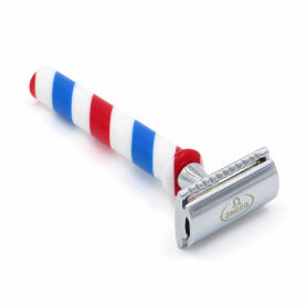 Omega D5735 double edge safety razor with barber pole...