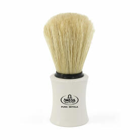 Omega shaving brush 11819 pure bristle white handle
