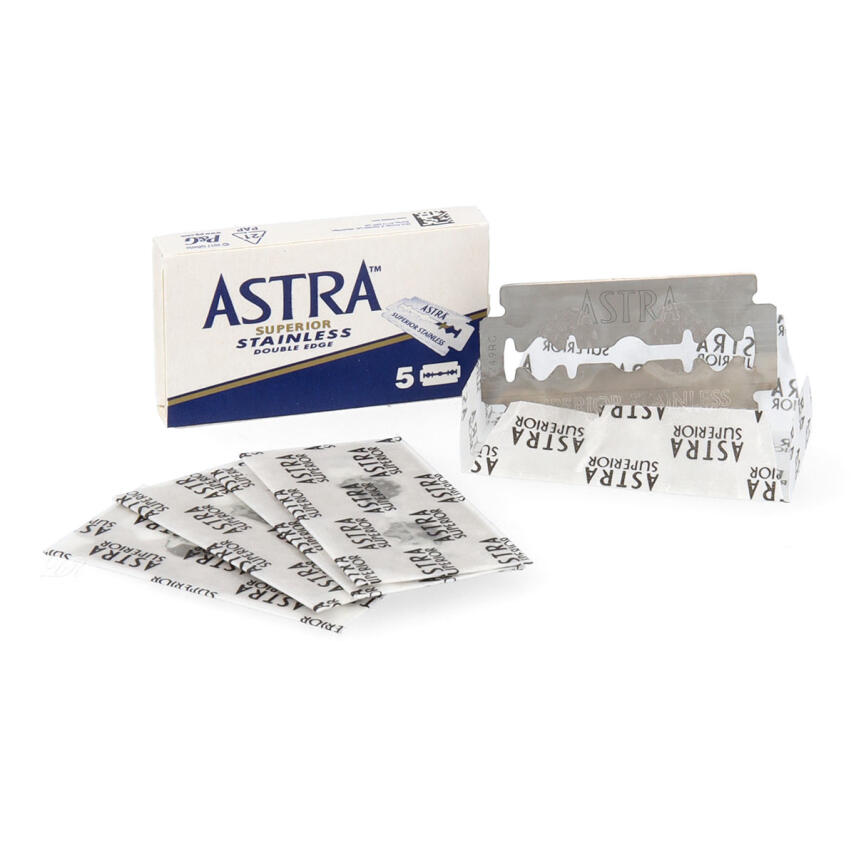 Astra Superior Stainless Double Edge blau Rasierklingen Packungsinhalt 5 St&uuml;ck