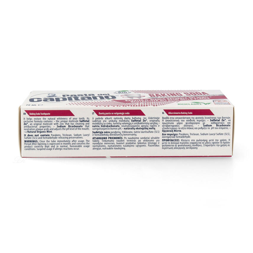 Pasta del Capitano Baking Soda Zahnpasta mit Bio Minze 75 ml