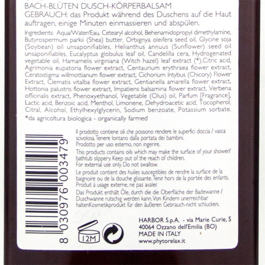 Phytorelax Fiori di Bach Relaxing K&ouml;rpercreme f&uuml;r die Dusche 500 ml