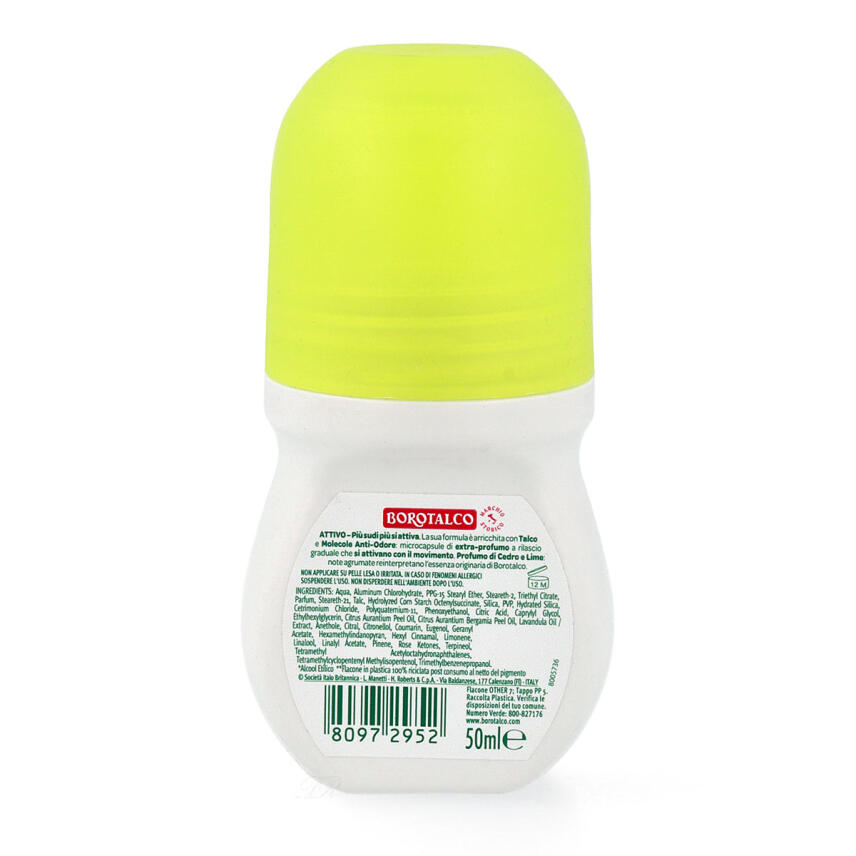 Borotalco Active Deo Roller Lime &amp; Zeder ohne Alkohol 50 ml
