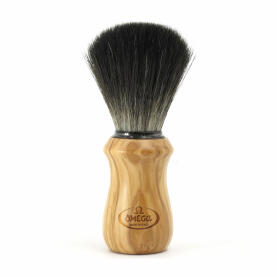 Omega shaving brush 96832 Black Hi-Brush with olive wood...