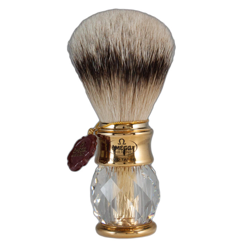 Omega Rasierpinsel Dachshaar silberspitz 6202 Swarowski Griff