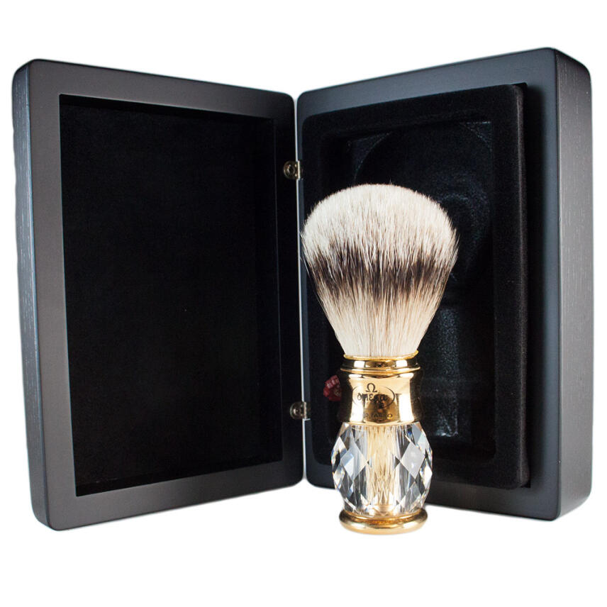 Omega Rasierpinsel Dachshaar silberspitz 6202 Swarowski Griff