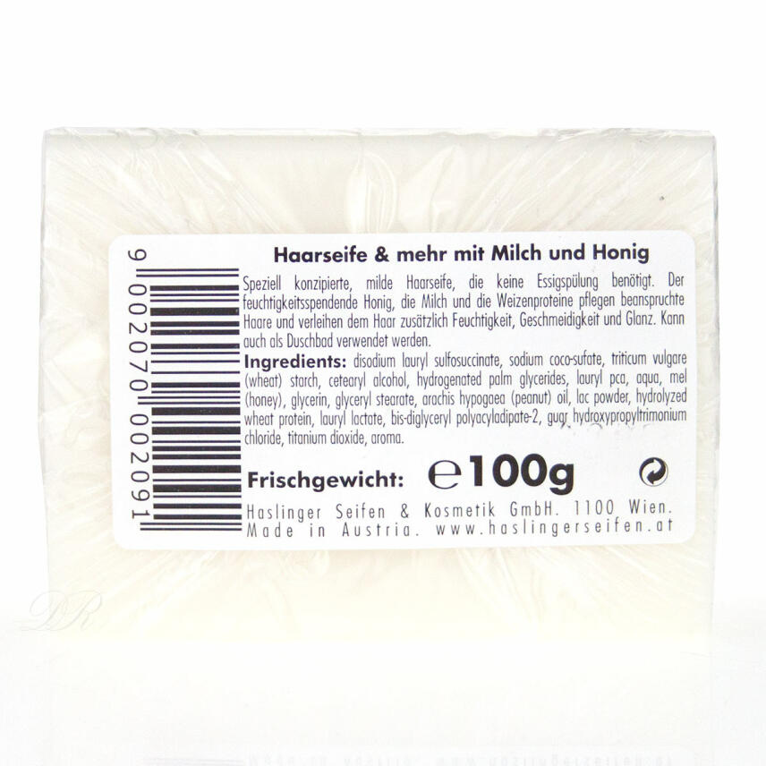 Haslinger Feste Haar- &amp; Duschseife mit Milch und Honig 100 g