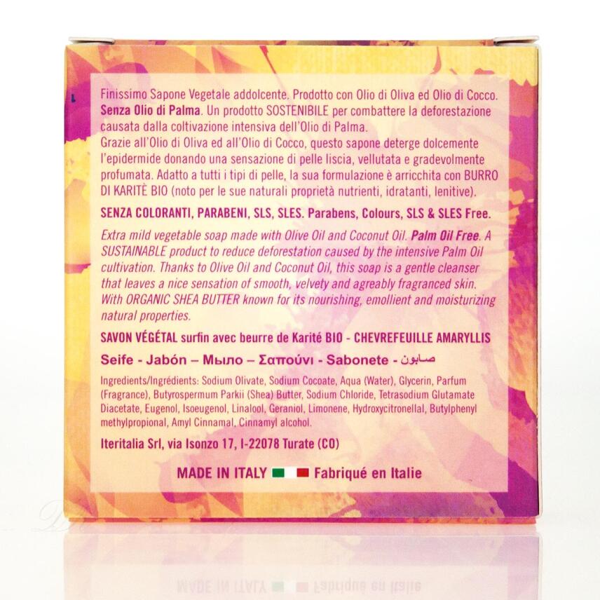 Iteritalia milde Seife ohne Palm&ouml;l Caprifoglio Amaryllis 100 g
