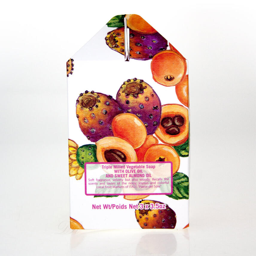 Iteritalia Mercatino Geschenkset in Pliss&egrave; Papier Kaktusfeige &amp; Mispel Seife 3 x 100 g