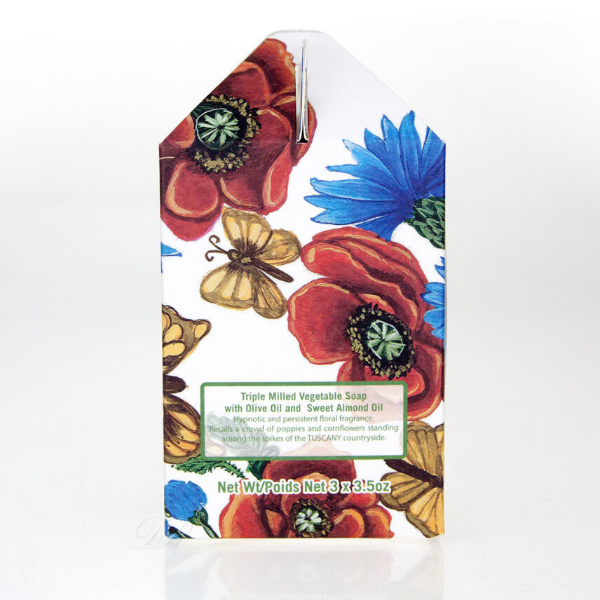 Iteritalia Sentieri Geschenkset in Pliss&egrave; Papier Papavero &amp; Fiordaliso Seife 3 x 100 g