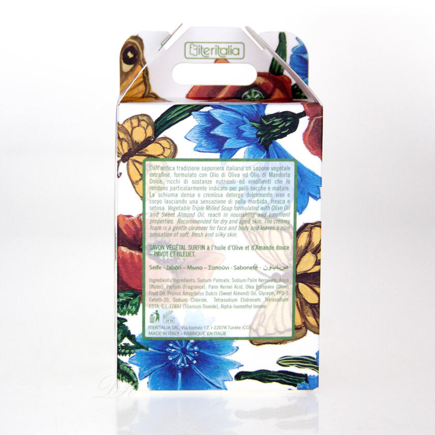 Iteritalia Sentieri Geschenkset in Pliss&egrave; Papier Papavero &amp; Fiordaliso Seife 3 x 100 g