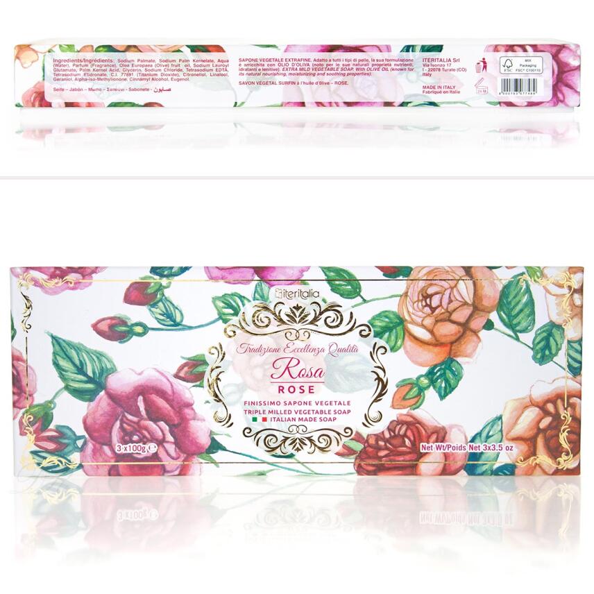 Iteritalia Box Geschenkset Rosa Sculpture Seife 3 x 100 g