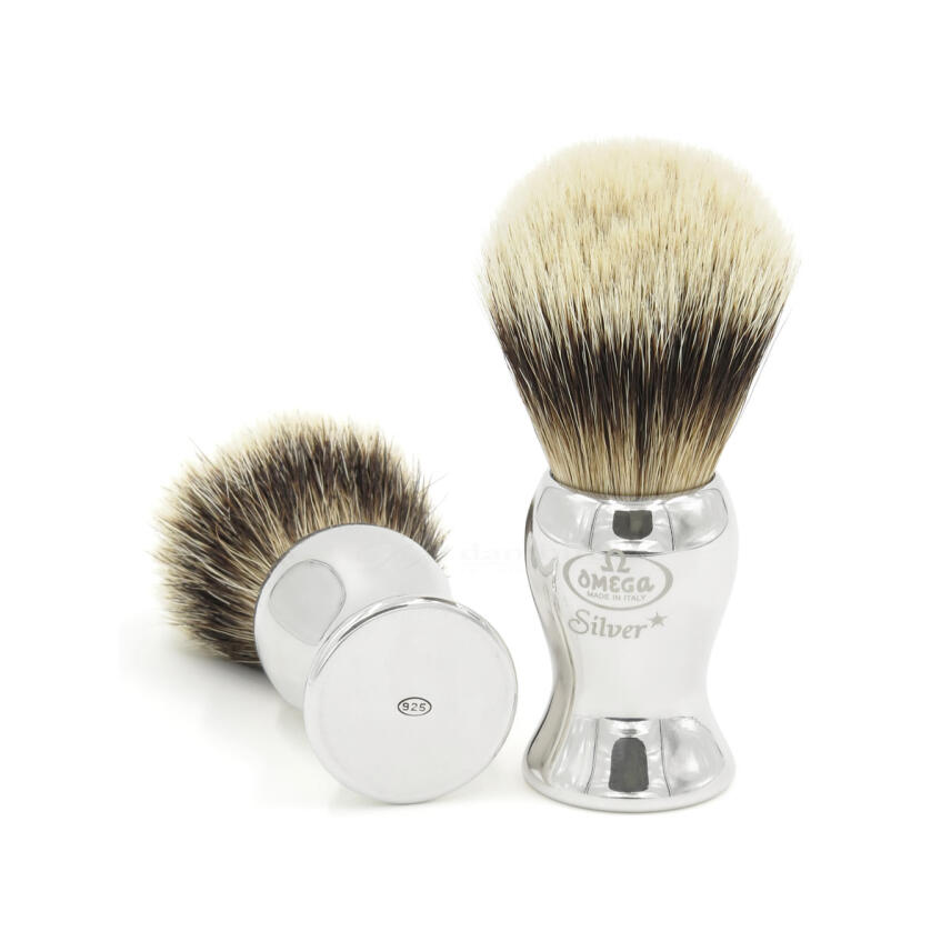 Omega Rasierpinsel Dachshaar silberspitz 6795 echtem Silber 925 Griff