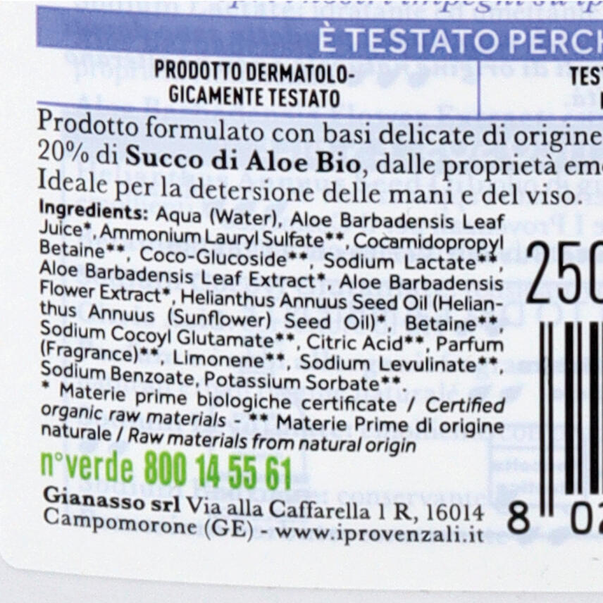 I Provenzali Bio Fl&uuml;ssigseife Aloe Vera 250 ml
