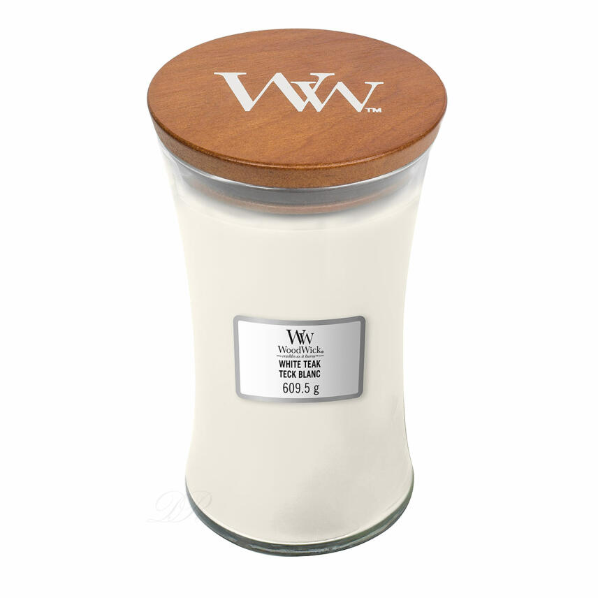 WoodWick White Teak Gro&szlig;es Glas Duftkerze 610 g