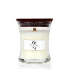 WoodWick White Teak Kleines Glas Duftkerze 85 g