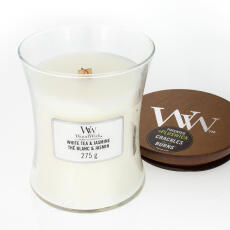 WoodWick White Tea &amp; Jasmine Mittleres Glas Duftkerze...