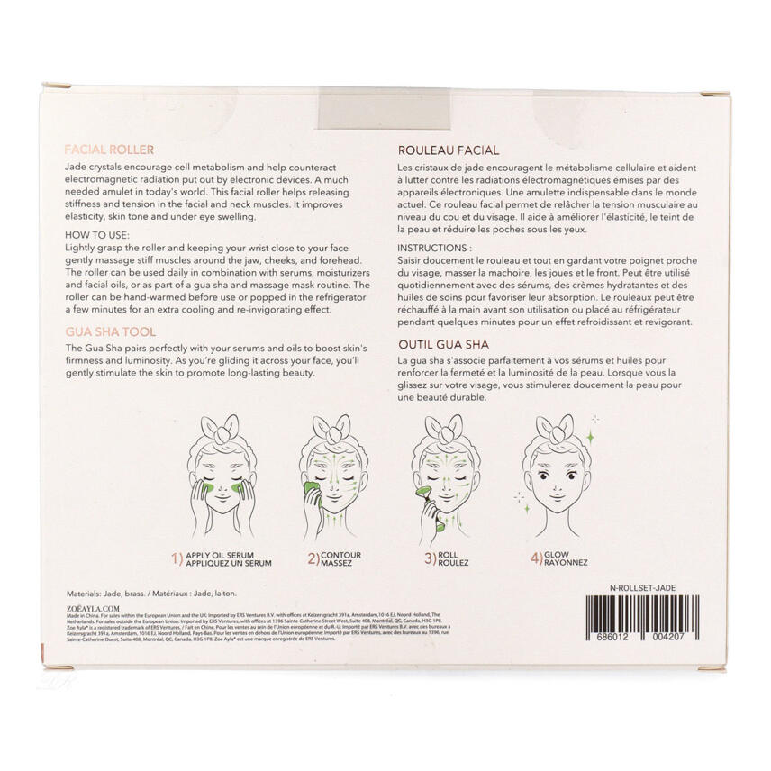 Zo&euml; Ayla Gesichts Roll-on Jade &amp; Gua Sha Set