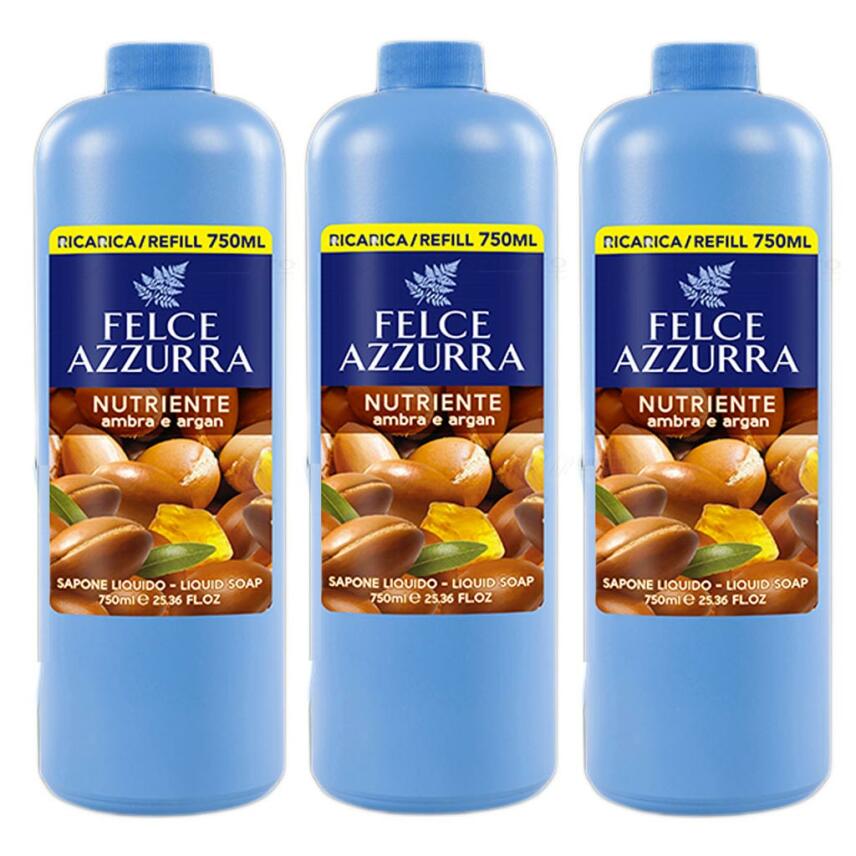 Paglieri Felce Azzurra Nutriente Ambra e Argan Fl&uuml;ssigseife 3x 750 ml refill