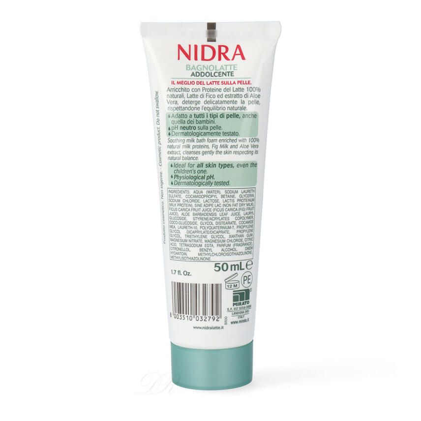 Nidra Bademilch Addolcente mit Feigenmilch und Aloe 50 ml travel size