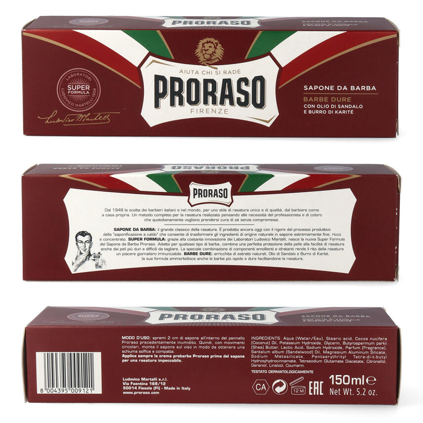 Proraso Rasierseife Tube Barbe Dure f&uuml;r dichte B&auml;rte Super Formula 150 ml