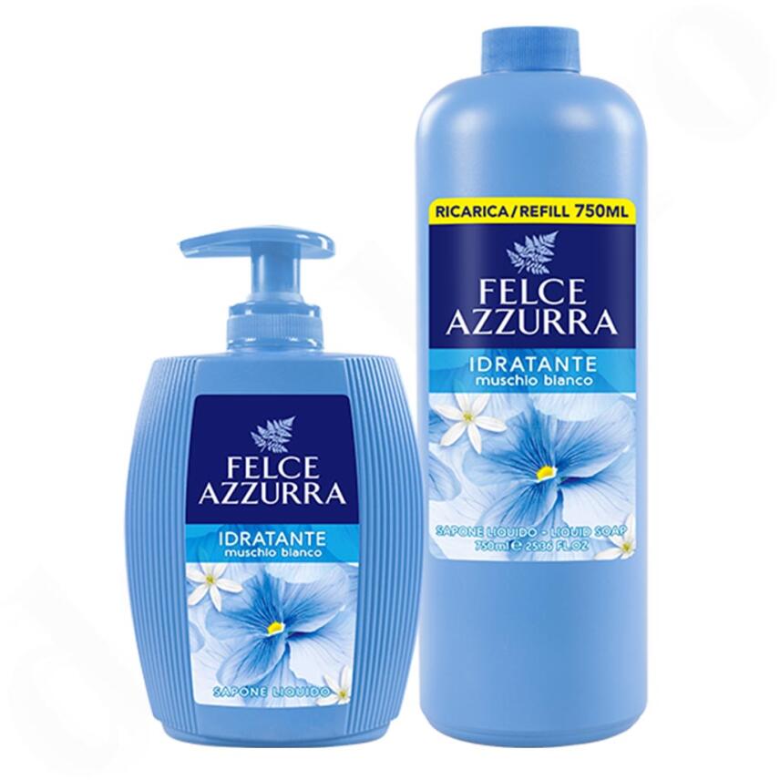 Paglieri Felce Azzurra Muschio Bianco Fl&uuml;ssigseife 300 ml Spender + 750 ml Refill