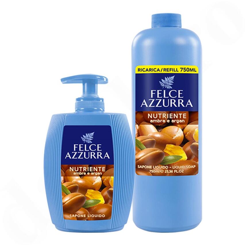 Paglieri Felce Azzurra Nutriente Ambra e Argan Fl&uuml;ssigseife 300 ml + 750 ml Refill