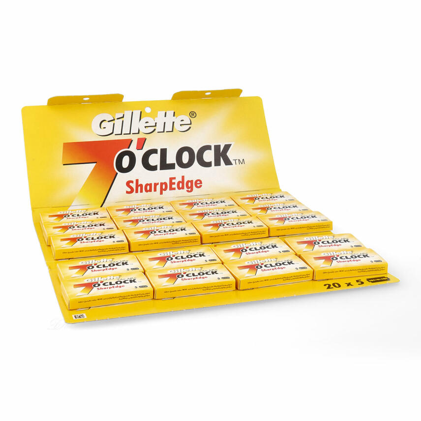 Gillette 7 OCLOCK Sharp yellow Double Edge Rasierklingen 20x5 = 100 Klingen