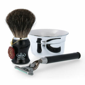 Omega Shaving Set Shaving Brush + Razor + Shaving Bowl