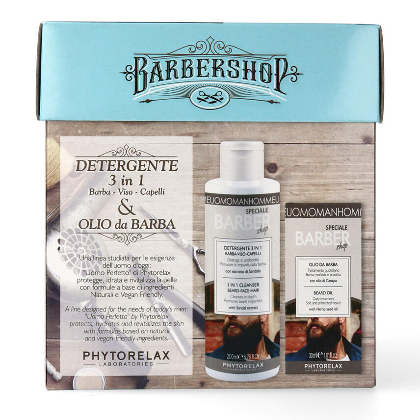 Phytorelax Men Barbershop Geschenkset Bart&ouml;l + Gesichtsreiniger