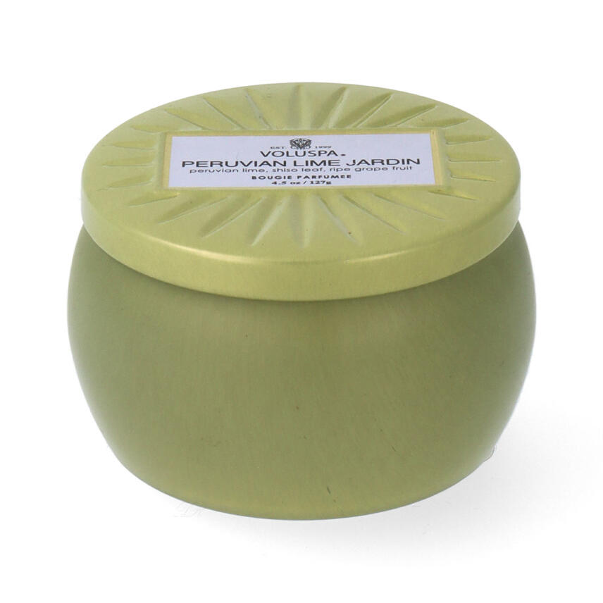 Voluspa Vermeil Collection Petit Decorative Tin Peruvian Lime Jardin Duftkerze 127 g