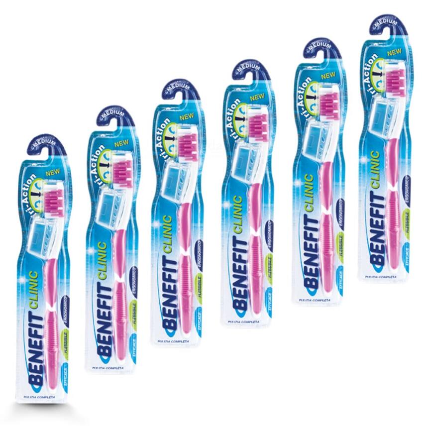 MALIZIA Benefit 6x Zahnb&uuml;rste MEDIUM - verschiedene Farben